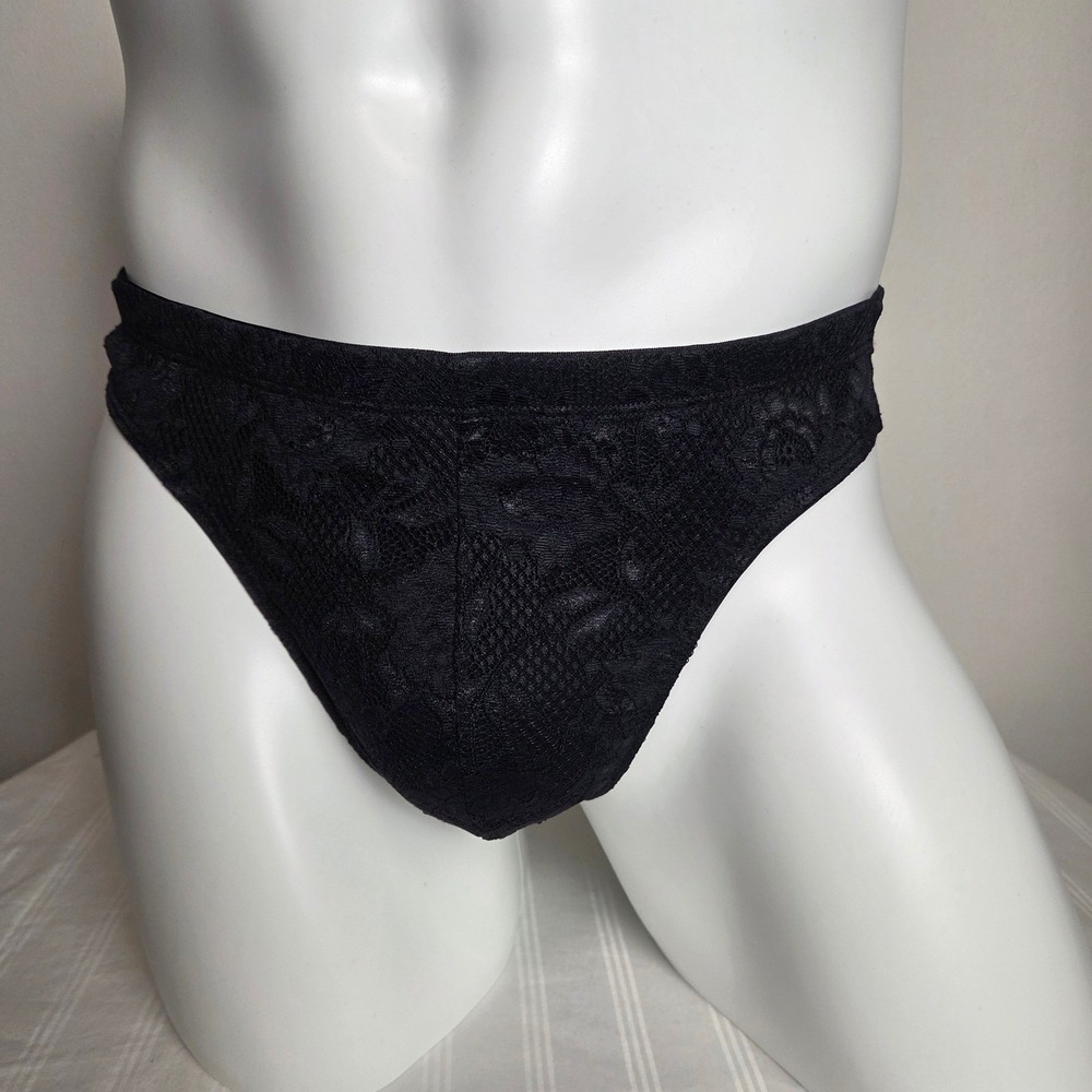 Cosabella Mens Black Floral Lace Thong Underwear Low Rise T-Back Intimates